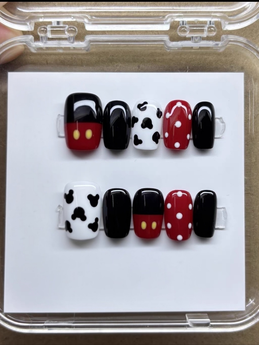 ​Mickey Mouse & Minnie Inspired Press On Nails Red Polka Dot Size Small